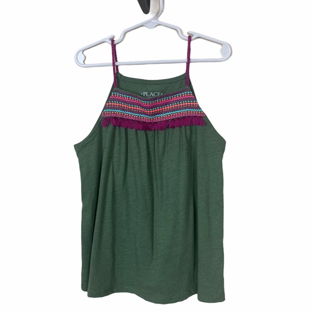 Children's Place Knit Tank with Fringe Green M